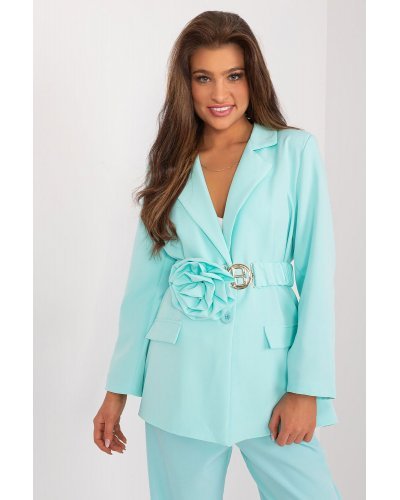 Sacou dama cu floare in talie, elegant, menta, Eshal Bluze dama, Sacou dama cu floare in talie, elegant, menta, Eshal - jojofashion.ro