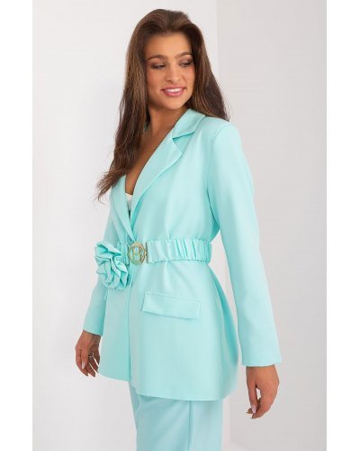 Sacou dama cu floare in talie, elegant, menta, Eshal Bluze dama, Sacou dama cu floare in talie, elegant, menta, Eshal - jojofashion.ro