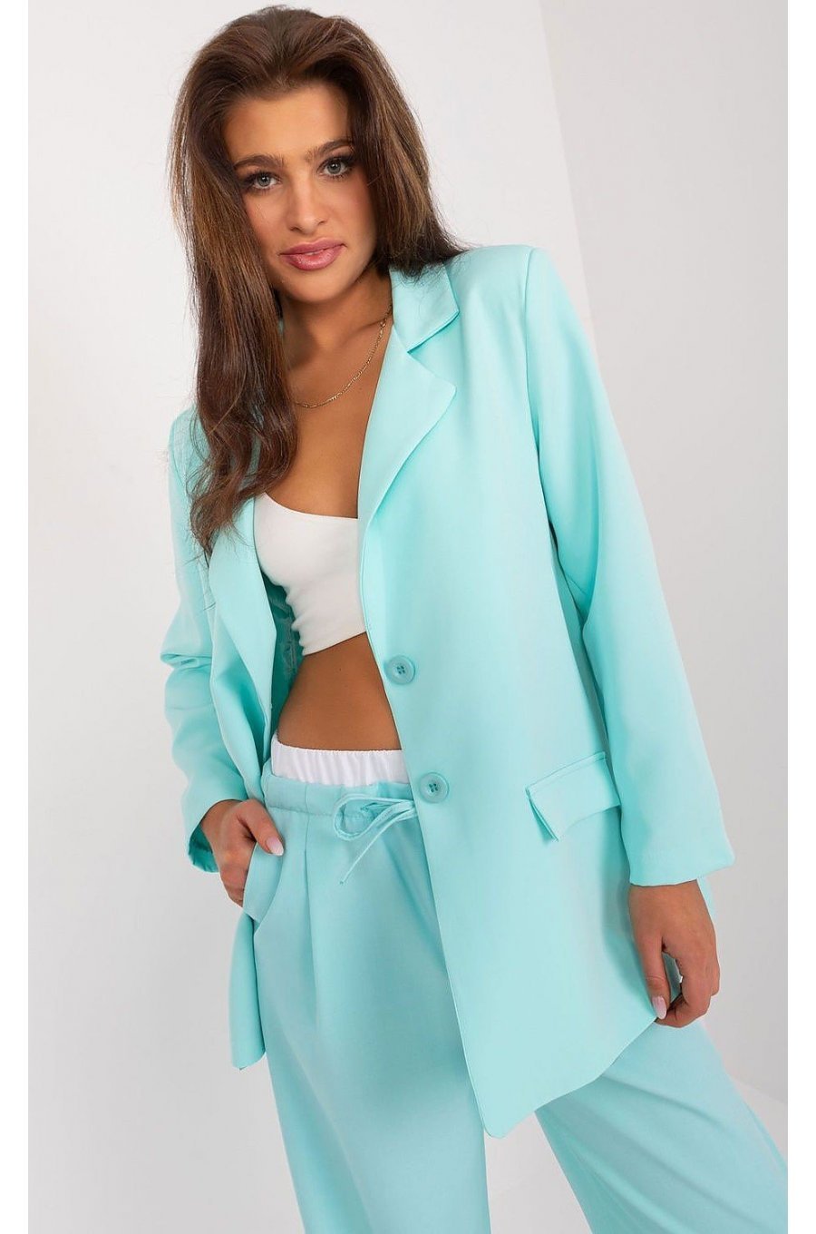 Sacou dama cu floare in talie, elegant, menta, Eshal Sacou dama cu floare in talie, elegant, menta, Eshal 4 - jojofashion.ro