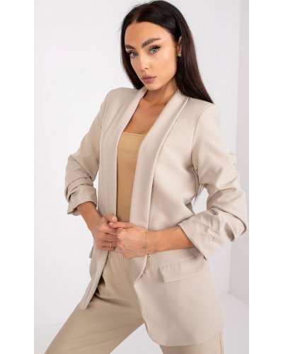 Sacou dama elegant, bej, cu maneca trei sferturi, Darlen Bluze dama, Sacou dama elegant, bej, cu maneca trei sferturi, Darlen - jojofashion.ro
