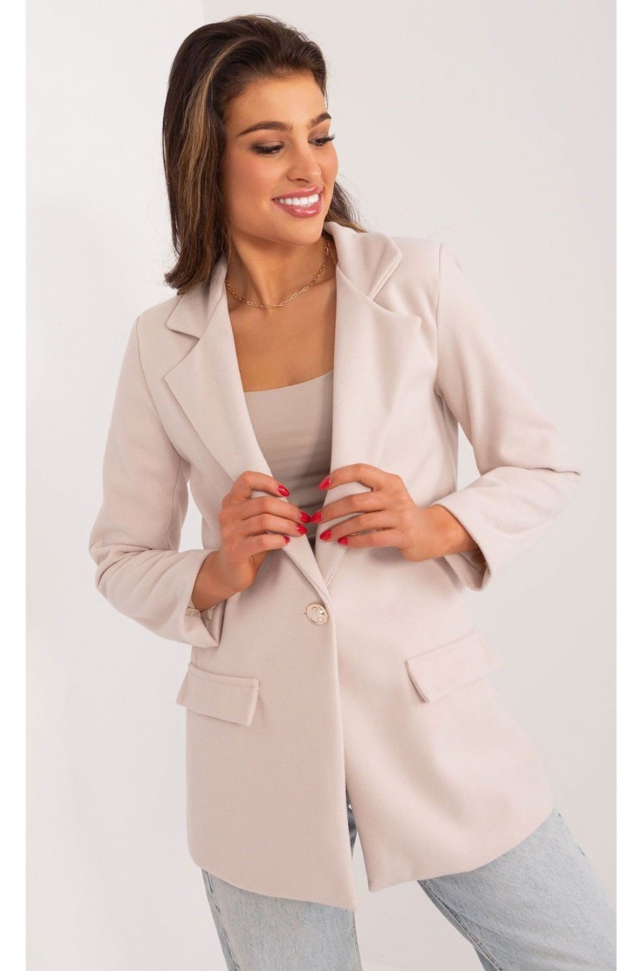 Sacou dama elegant, clasic, bej, Briseida Sacou dama elegant, clasic, bej, Briseida 3 - jojofashion.ro
