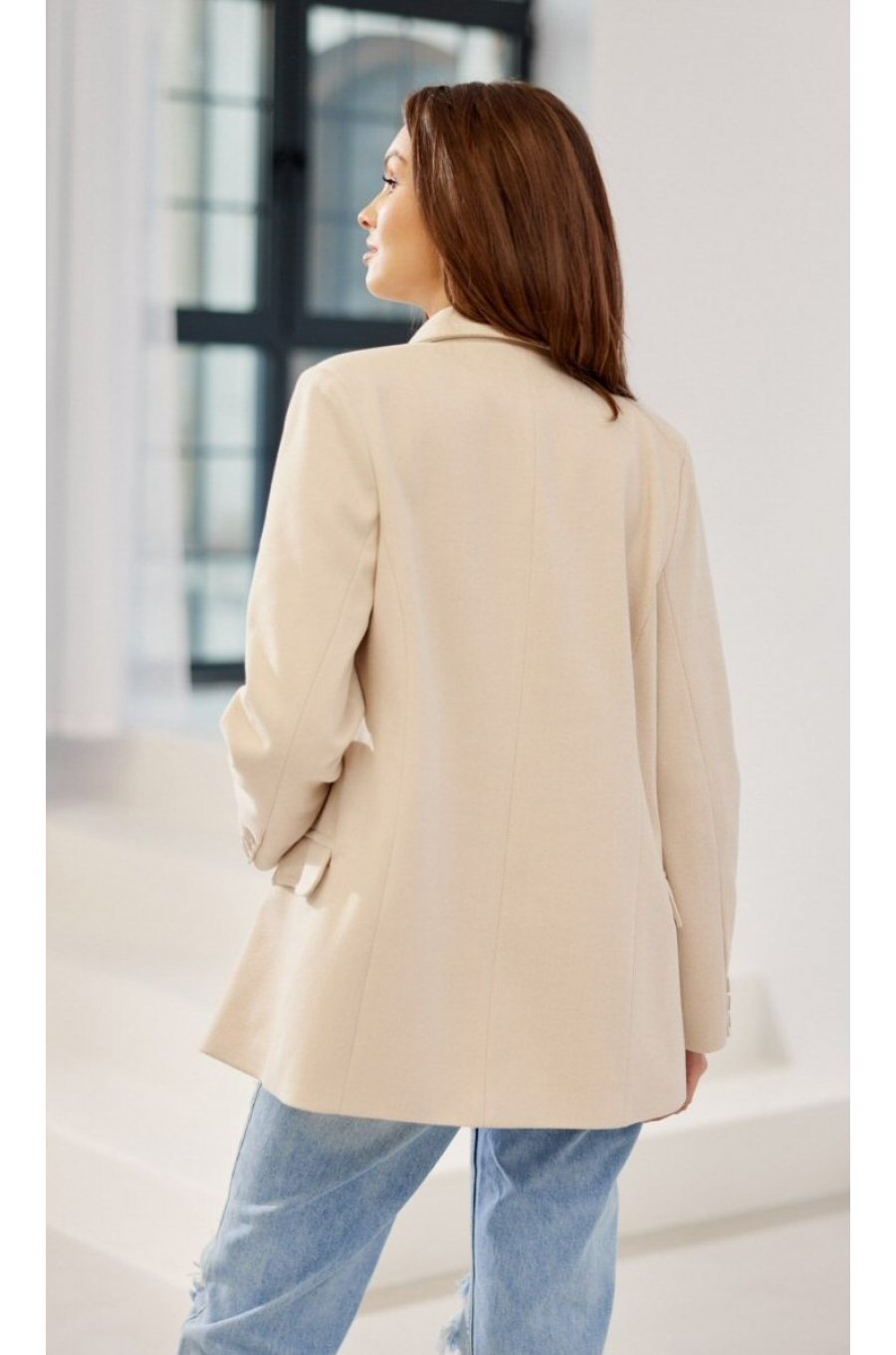 Sacou dama elegant, clasic, bej, cu nasturi, FreyaR Sacou dama elegant, clasic, bej, cu nasturi, FreyaR 2 - jojofashion.ro