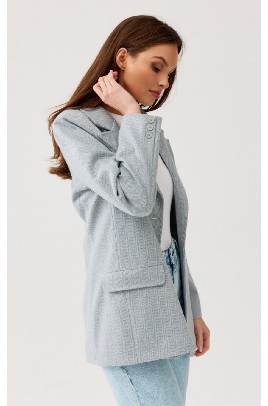 Sacou dama elegant, clasic, gri, cu nasturi, FreyaR Sacou dama elegant, clasic, gri, cu nasturi, FreyaR 2 - jojofashion.ro