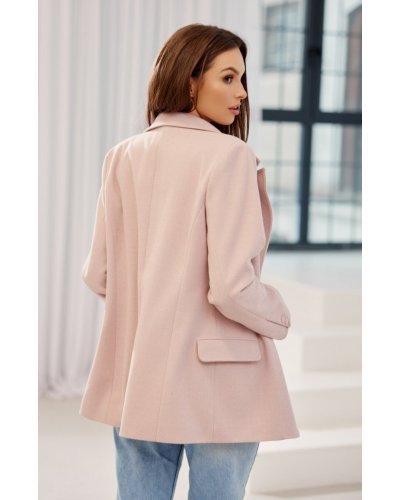 Sacou dama elegant, clasic, roz pudra, cu nasturi, FreyaR Bluze dama, Sacou dama elegant, clasic, roz pudra, cu nasturi, FreyaR - jojofashion.ro