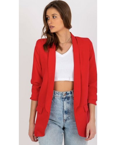Sacou dama elegant, rosu, cu maneca trei sferturi, Darlen Bluze dama, Sacou dama elegant, rosu, cu maneca trei sferturi, Darlen - jojofashion.ro