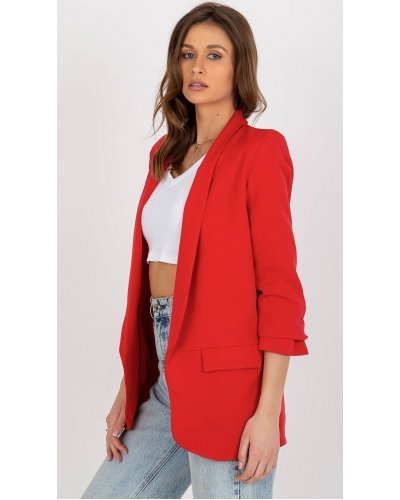 Sacou dama elegant, rosu, cu maneca trei sferturi, Darlen Bluze dama, Sacou dama elegant, rosu, cu maneca trei sferturi, Darlen - jojofashion.ro
