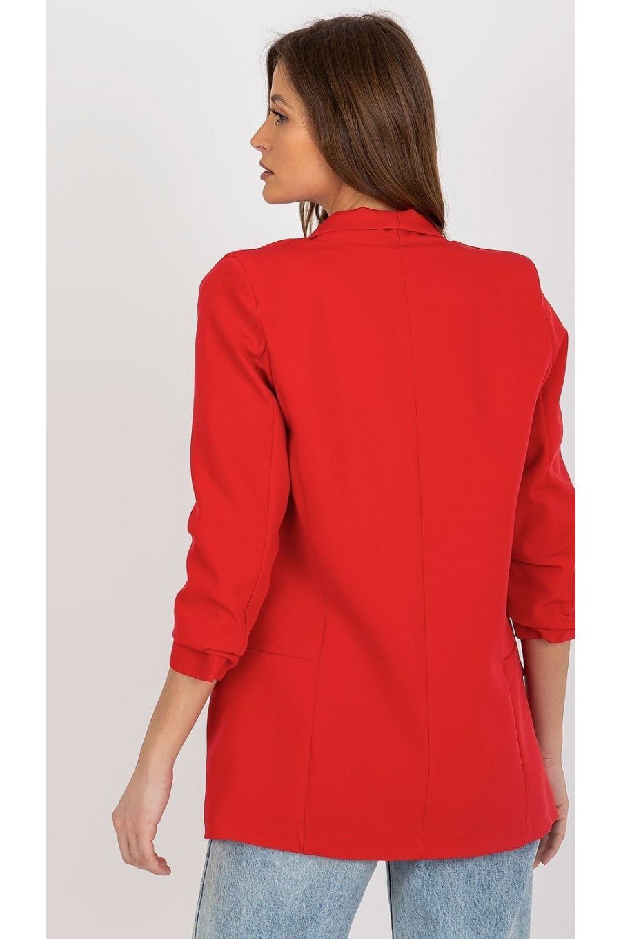 Sacou dama elegant, rosu, cu maneca trei sferturi, Darlen Sacou dama elegant, rosu, cu maneca trei sferturi, Darlen 3 - jojofashion.ro