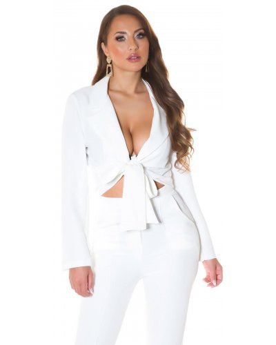 Sacou dama scurt alb Catlin - jojofashion.ro