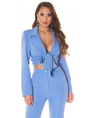 Sacou dama scurt bleu Catlin Bluze dama, Sacou dama scurt bleu Catlin - jojofashion.ro