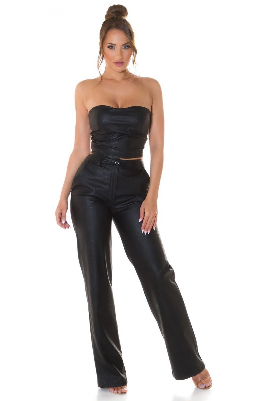 Crop top dama, piele eco, negru, bandeau, Sandrina Crop top dama, piele eco, negru, bandeau, Sandrina 4 - jojofashion.ro