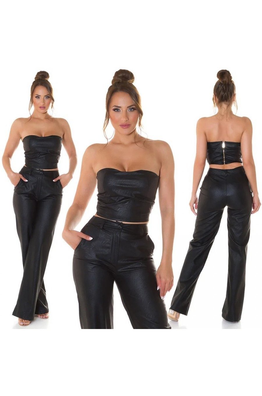 Crop top dama, piele eco, negru, bandeau, Sandrina Crop top dama, piele eco, negru, bandeau, Sandrina 5 - jojofashion.ro