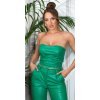 Crop top dama, verde, piele eco, Sandrina