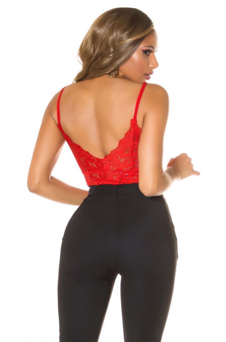 Crop top dama dantela rosie Svetlana 2 - jojofashion.ro