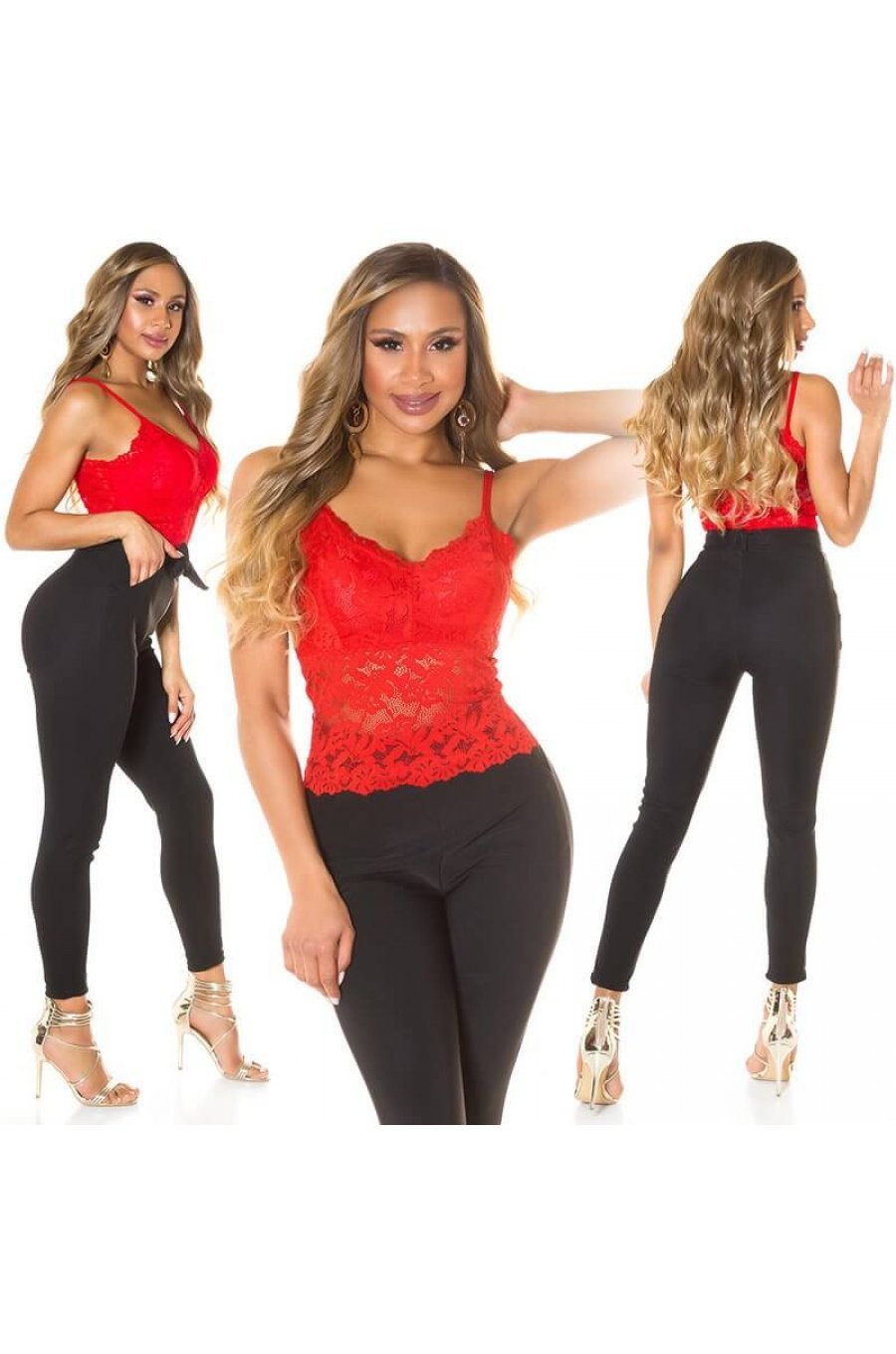 Crop top dama dantela rosie Svetlana 5 - jojofashion.ro