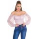 Top crop dama dantela roz pal cu umeri goi Diana Top crop dama dantela roz pal cu umeri goi Diana 4 - jojofashion.ro