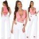 Crop top dama elastic corai Isla Crop top dama elastic corai Isla 5 - jojofashion.ro