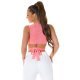 Crop top dama elastic corai Isla Crop top dama elastic corai Isla 3 - jojofashion.ro