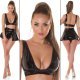 Crop top dama latex negru cu decolteu in V Zaviera Crop top dama latex negru cu decolteu in V Zaviera 7 - jojofashion.ro