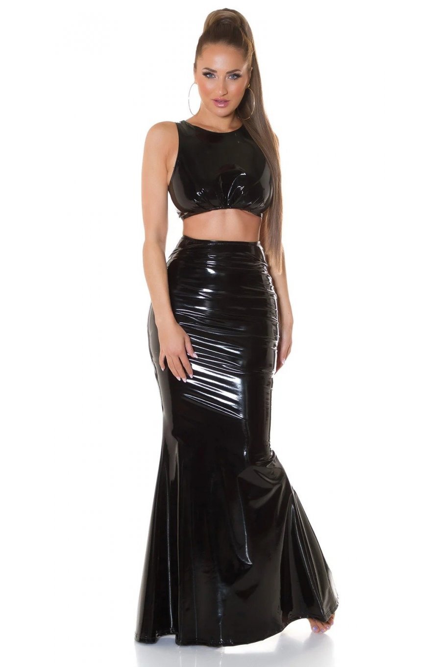 Crop top dama latex negru Zamora Crop top dama latex negru Zamora 3 - jojofashion.ro