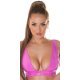 Crop top dama latex roz bombon cu decolteu in V Zaviera Crop top dama latex roz bombon cu decolteu in V Zaviera 2 - jojofashion.ro