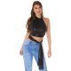 Crop top dama negru cu guler inalt Valerie 2 - jojofashion.ro