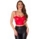 Crop top dama piele eco rosie tip bustiera Serena 2 - jojofashion.ro