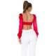 Crop top dama satin rosu cu maneci lungi Afet Crop top dama satin rosu cu maneci lungi Afet 3 - jojofashion.ro
