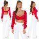 Crop top dama satin rosu cu maneci lungi Afet Crop top dama satin rosu cu maneci lungi Afet 5 - jojofashion.ro