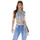 Crop top dama snake alb cu guler inalt Valerie 2 - jojofashion.ro
