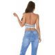 Crop top dama snake alb cu guler inalt Valerie 3 - jojofashion.ro