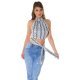 Crop top dama snake alb cu guler inalt Valerie 4 - jojofashion.ro