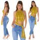 Crop top dama snake galben cu guler inalt Valerie Crop top dama snake galben cu guler inalt Valerie 6 - jojofashion.ro