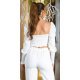 Crop top dama elegant tip corset satin alb Moura 3 - jojofashion.ro