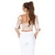 Crop top dama elegant tip corset satin bej Moura 3 - jojofashion.ro