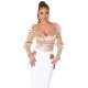 Crop top dama elegant tip corset satin bej Moura 4 - jojofashion.ro