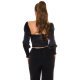 Crop top dama elegant tip corset satin negru Moura 3 - jojofashion.ro