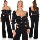 Crop top dama elegant tip corset satin negru Moura 5 - jojofashion.ro