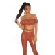 Crop top dama latex bronz incretit cu umeri goi Defne 2 - jojofashion.ro