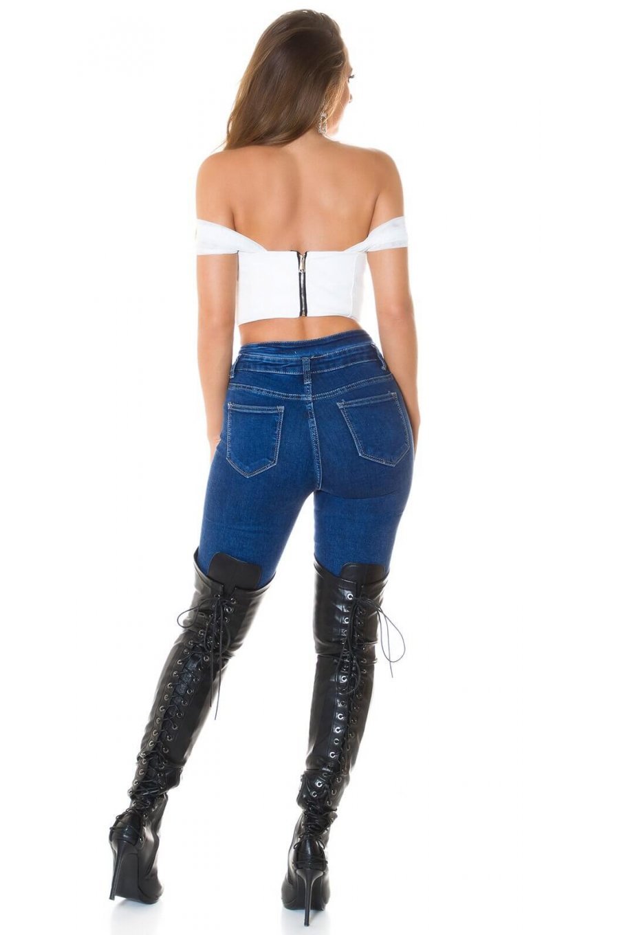 Crop top dama piele eco tip corset alb Mayla 4 - jojofashion.ro
