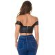 Crop top dama piele eco tip corset negru Mayla Crop top dama piele eco tip corset negru Mayla 3 - jojofashion.ro
