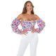 Top dama lila cu flori off shoulders Mazyne 2 - jojofashion.ro