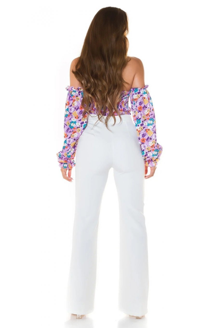 Top dama lila cu flori off shoulders Mazyne 5 - jojofashion.ro