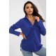 Camasa dama asimetrica, din bumbac, albastra, cu maneca lunga, Camella Camasa dama asimetrica, din bumbac, albastra, cu maneca lunga, Camella 2 - jojofashion.ro