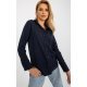 Camasa dama asimetrica, din bumbac, bleumarin navy, cu maneca lunga, Camella 2 - jojofashion.ro