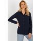 Camasa dama asimetrica, din bumbac, bleumarin navy, cu maneca lunga, Camella 4 - jojofashion.ro