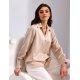 Camasa dama boyfriend, din satin, bej, cu maneca lunga, Marlee 3 - jojofashion.ro