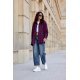 Camasa dama burgundy, in carouri bleumarin, oversize, JoleneR 4 - jojofashion.ro