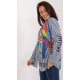 Camasa dama casual, alba cu dungi bleumarin si flori multicolore, Saleen 3 - jojofashion.ro