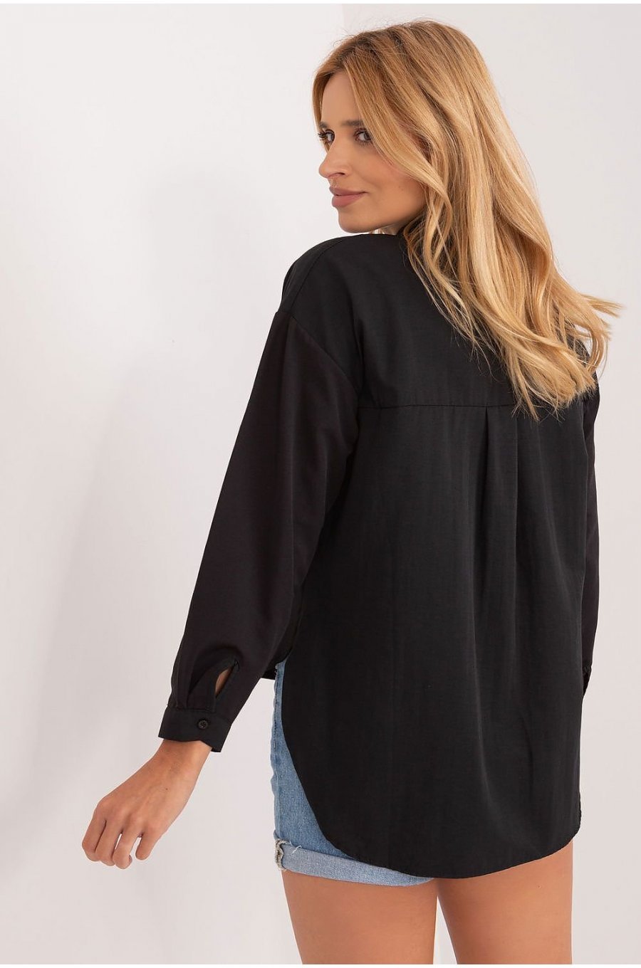 Camasa dama clasica, din bumbac, neagra, cu maneca lunga, Crina Camasa dama clasica, din bumbac, neagra, cu maneca lunga, Crina 3 - jojofashion.ro