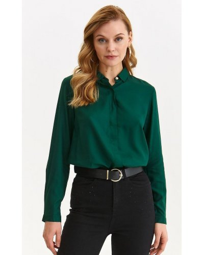 Camasi dama, Camasa dama clasica, din vascoza, verde, cu maneca lunga, Ziran - jojofashion.ro